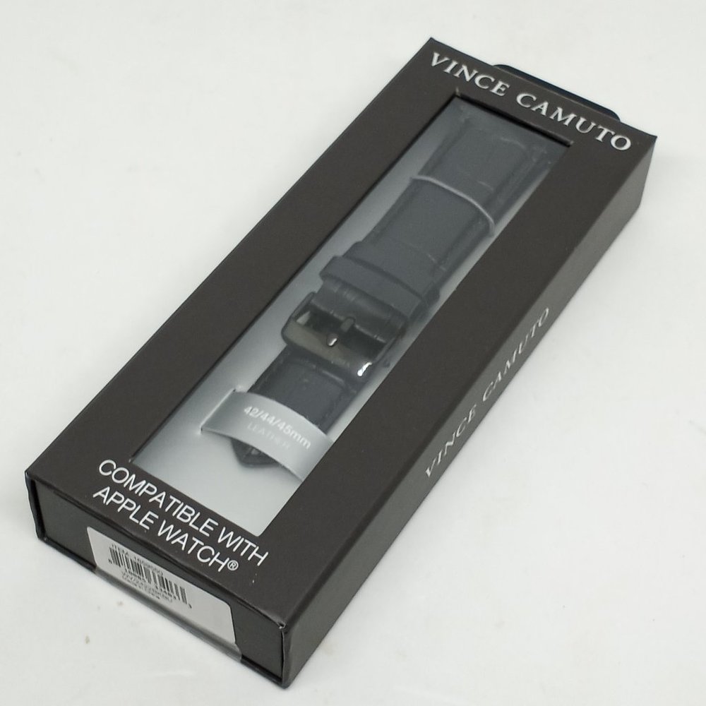 Vince Camuto 24mm Black Leather Watch Strap Fits Apple Watch 42/44/45mm
